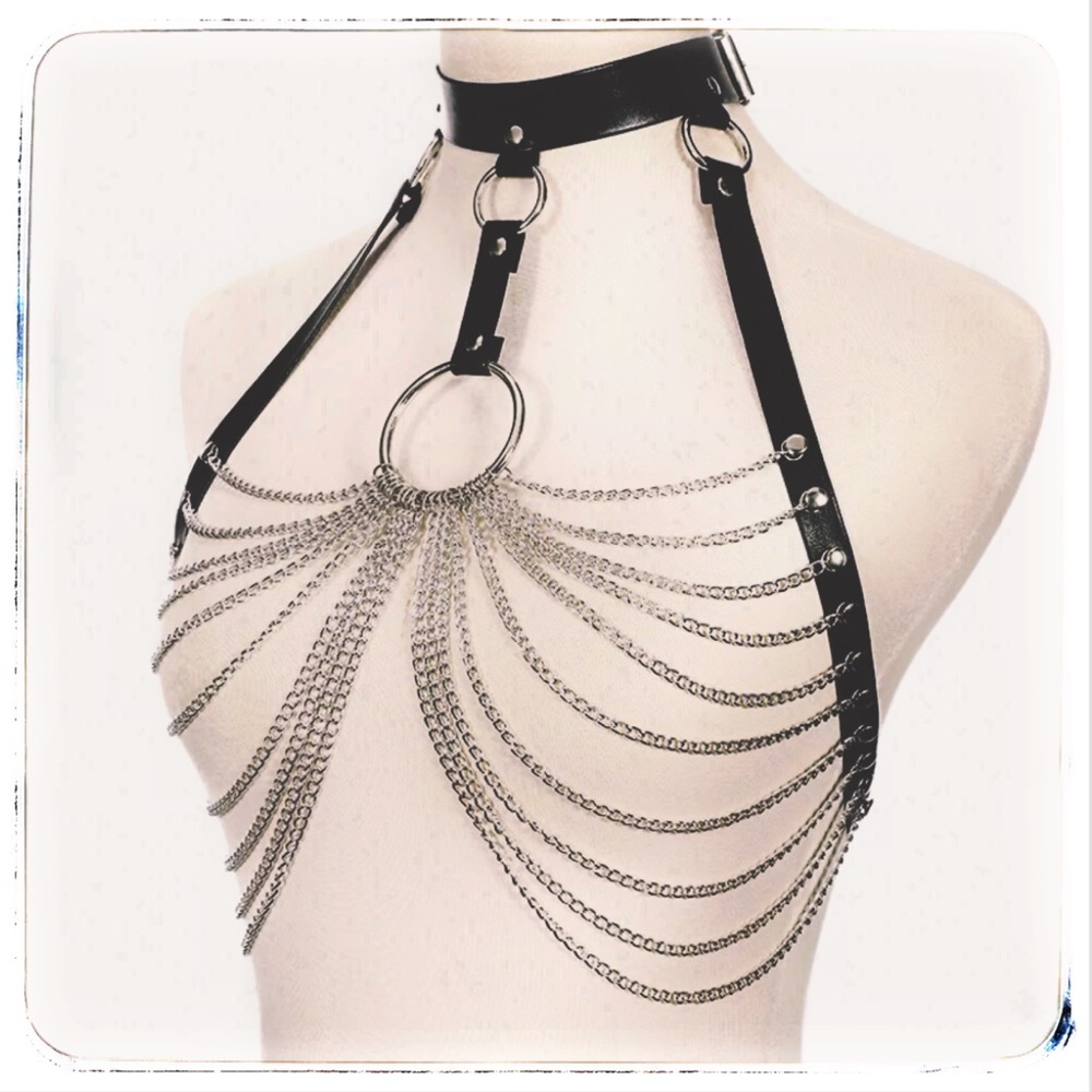 ✰..♡ sexy fun chain choker bikini harness✰